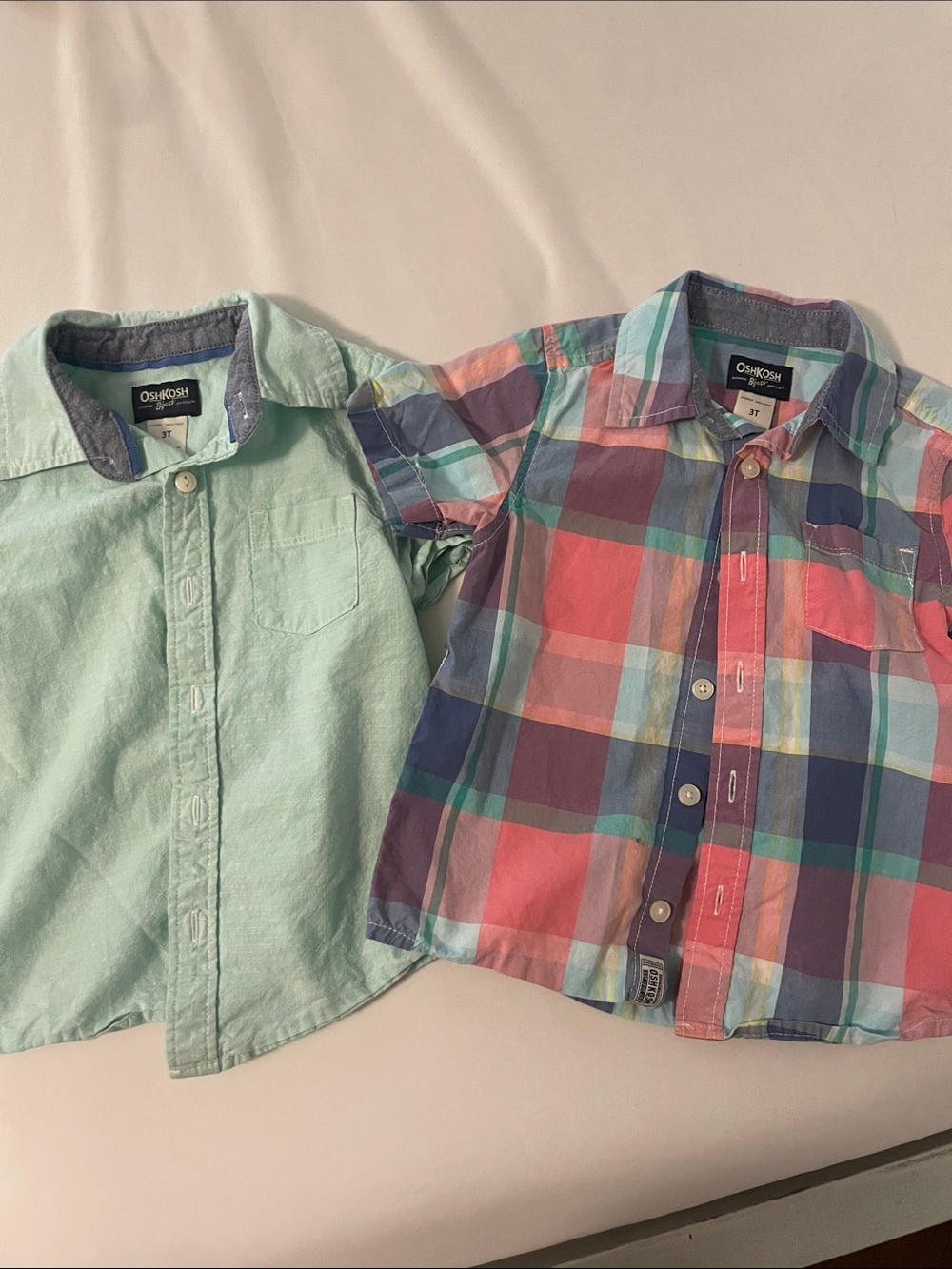 OshKosh B'gosh Boys Mint Button-Down Shirt and Multicolor Plaid Shirt Set